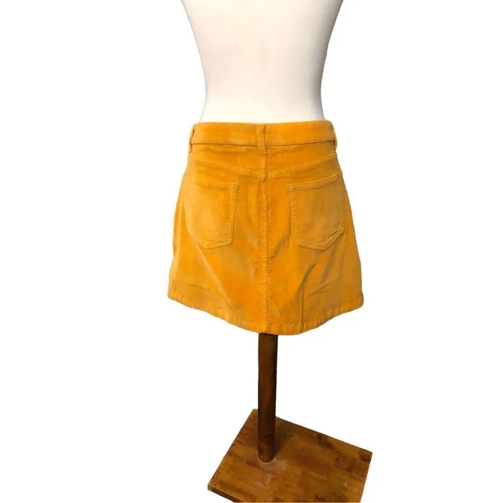 No Boundaries corduroy style vibrant orange gold button down front mini skirt